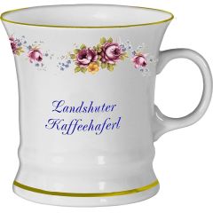 Porzellan - Tasse, Haferl, Kaffeepott, Becher- Landshut- Motiv Rosenranke
