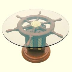 **Maritimer Tisch- Beistelltisch der besonderen Art- Holz und Glas  65cm