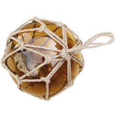 GROSSE Fischerkugel im Netz 15 cm- Amber (braun)