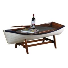 Maritimer Tisch- Beistelltisch der besonderen Art- Holz und Glasplatte- 135 cm