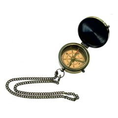 Taschenkompass mit langer Kette- Antikmessing- Kompass