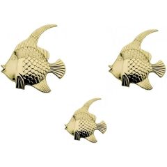 3er Set- Wandhänger Fisch aus Messing- Wanddeko 14- 19 cm