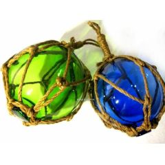 Fischerkugeln im Netz- blau und grün - 10 cm