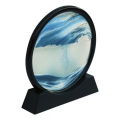 Rundes, maritimes Bild mit Sand und Wasser aus Glas