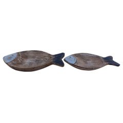 Servierschalen aus Holz, bemalt, Figurenschalen Fisch 2 Stück