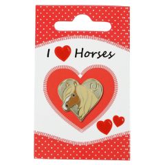 Pin "I love Horses" auf Karte (Pferdekopf in Herz)