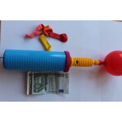Ballonpumpe blau - kleine Kolbenpumpe - Zweiwegepumpe - ca. 29 cm