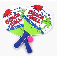 Spiel - Beachball - aus Holz - ca. 38 x 24 cm - 2 Schläger 1 Ball