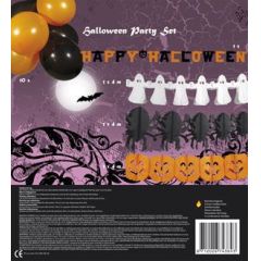 Halloween Deko Set - vier Girlanden und 10 Luftballons