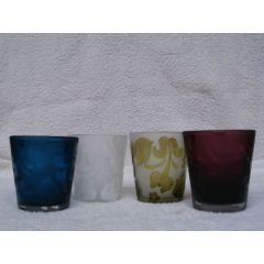 Votivglas Ornamente in 4 Farben, ca. 7 cm hoch