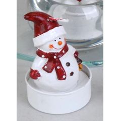 Deko-Kerzen Teelichter Schneemann 6 Stück in Rot und Weiß 6 cm