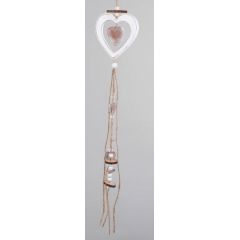 Dekohänger Herz in Weiß mit angehängten Blümchen, 58 cm