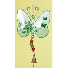 GILDE Hängedeko Schmetterling aus Metall in Hellgrün, 13 x 24 cm