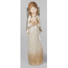 stehende Engel Figur im Landhausstil aus Keramik, creme, 57 cm