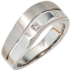 Damen Ring 585 Gold Weißgold 1 Diamant 0,01ct. Weißgoldring