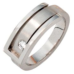 Damen Ring, 950 Platin matt 1 Diamant Brillant 0,10ct. Platinring