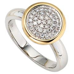Damen Ring 585 Weißgold Gelbgold bicolor 40 Diamanten