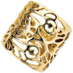 Damen Ring, breit 585 Gold Gelbgold Goldring, 21,2 mm breit