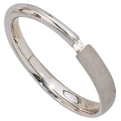 Damen Ring 925 Sterling rhodiniert teil matt 1 Diamant 0,02ct.