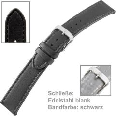Uhrenarmband Ladies aus Kalbsleder 18 mm, schwarz