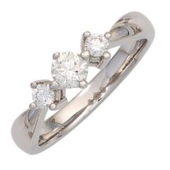 Damen Ring 585 Gold Weißgold 3 Diamanten 0,50ct.