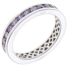 Damen Ring 925 Sterling Silber rhodiniert mit Zirkonia lila violett