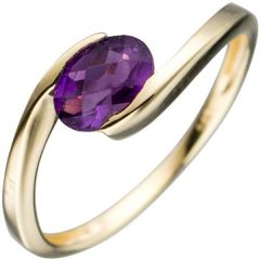 Damen Ring 333 Gelbgold 1 Amethyst lila violett Goldring