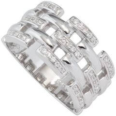 Damen Ring breit 925 Sterling Silber rhodiniert mit Zirkonia