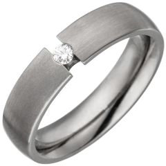 Partner Ring Titan Diamant Brillant 0,05ct. Titanring matt