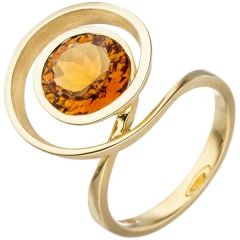 Damen Ring verschlungen 585 Gold Gelbgold 1 Citrin orange