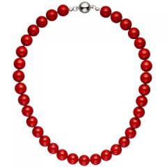 Halskette Kette Muschelkern Perlen in Rot 45 cm Perlenkette