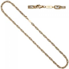 Halskette 585 Gelbgold Weißgold bicolor 50 cm Goldkette Karabiner