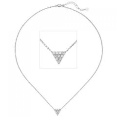 Collier Halskette mit Anhänger Dreieck 925 Silber 10 Zirkonia 46 cm