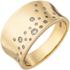 Damen Ring breit 585 Gold Gelbgold 25 Diamanten 0,23ct.