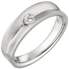Damen Ring 950 Platin, matt 1 Diamant Brillant 0,13ct. Platinring