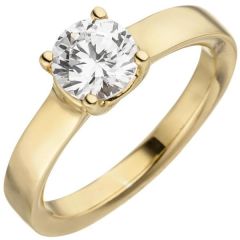 Damen Ring 585 Gelbgold 1 Diamant Brillant 1,0 ct. Diamantring Solitär, 6,2 mm