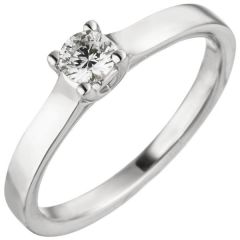 Damen Ring 585 Weißgold 1 Diamant Brillant 0,15 ct. Diamantring