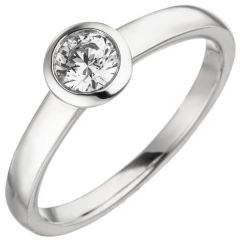 Damen Ring 585 Weißgold 1 Diamant Brillant 0,25 ct. Diamantring, Solitär