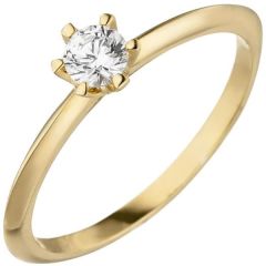 Damen Ring aus 585 Gelbgold 1 Diamant Brillant 0,25 ct. Diamantring Solitär