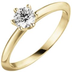 Damen Ring 585 Gelbgold 1 Diamant Brillant, 0,50 ct. Diamantring Solitär