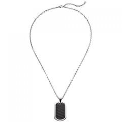 Collier Kette mit Anhänger Edelstahl schwarz beschichtet 55 cm Halskette