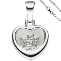 Anhänger Kleines Herz Herzchen Schutzengel 925 Sterling Silber mit Kette 38 cm