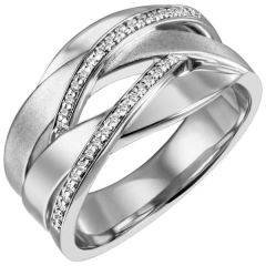 Damen Ring breit, 925 Sterling Silber 34 Zirkonia
