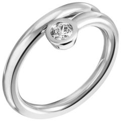Damen Ring 925 Sterling Silber 1 Zirkonia, 9 mm breit