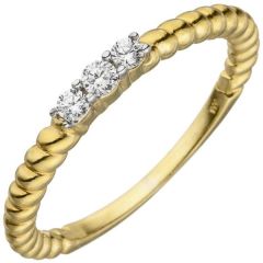 Damen Ring aus 333 Gelbgold mit 3 Zirkonia Goldring