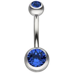 Bauchnabel Piercing aus Edelstahl mit SWAROVSKI® ELEMENTS blau