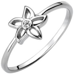 Damen Ring Blume 925 Sterling Silber 1 Zirkonia