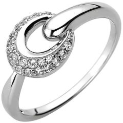 Damen Ring 925 Sterling Silber mit 25 Zirkonia 9,3 mm breit