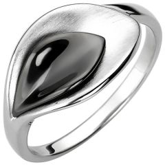 Damen Ring 925 Sterling Silber teilmattiert und schwarz teilrhodiniert