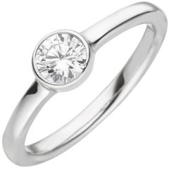 Damen Ring 925 Sterling Silber 1 Zirkonia ca. 5,7 mm breit